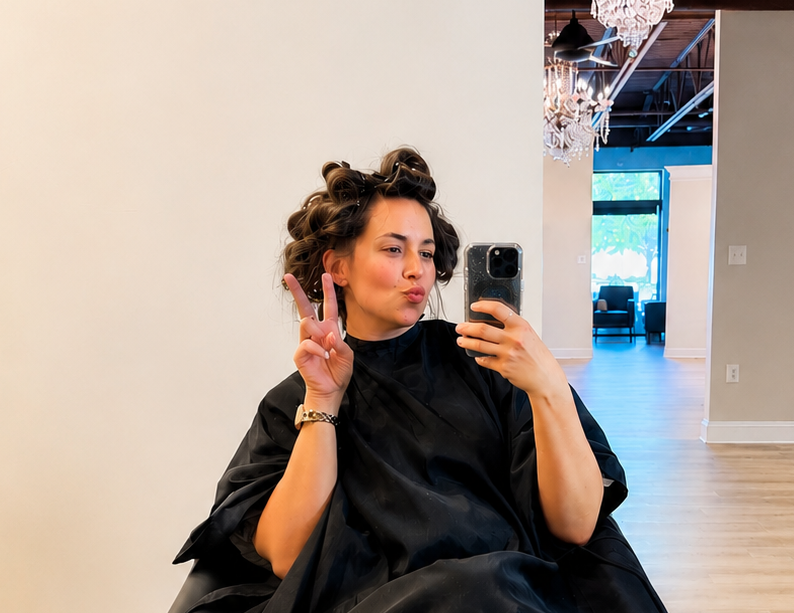 Client Blow Dry Mirror Selfie